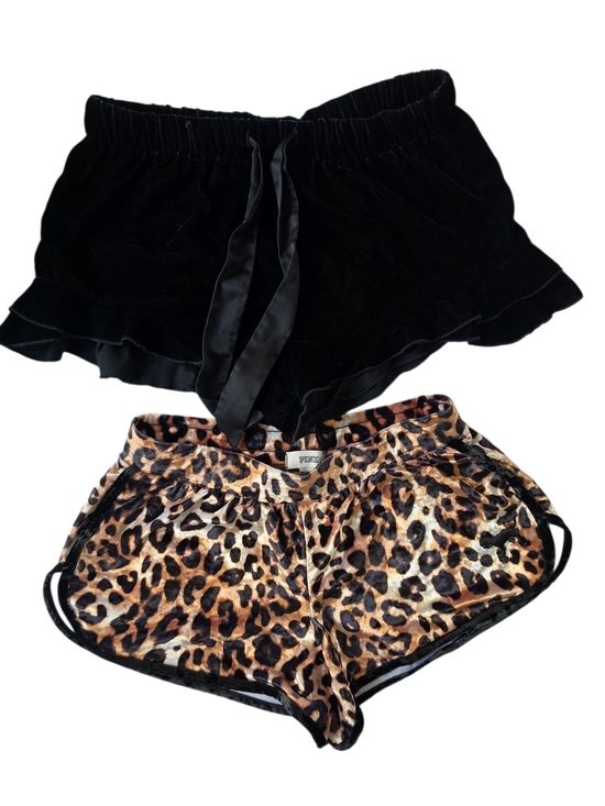 Victoria's Secret Other - Victoria's Secret Black Velvet Shorts & Leopard Print